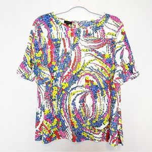 Talbots Short Sleeve Floral Blouse Large